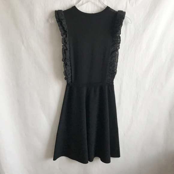 Red Valentino Knit Fit & Flare Sleeveless Ruffle Dress M Black Eyelet Bodice Y2K - Picture 2 of 11